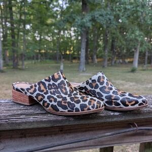 Able Leopard Print Mules with Brown Heel